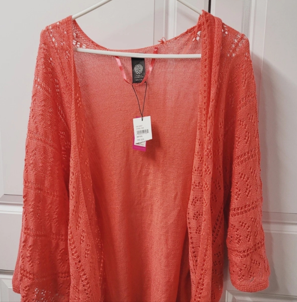 Vince Camuto Cardigan Sweater Women's Size: One Size Coral Pink 58.00
